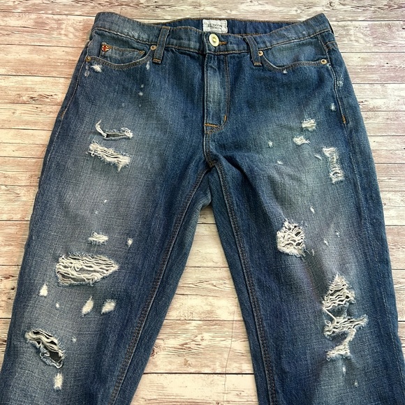 Hudson JUDE SLOUCH SKINNY CROP Distressed Cuff Hem Jeans - Picture 5 of 16